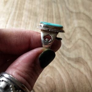 Handmade turquoise ring, with buffalo and diamond